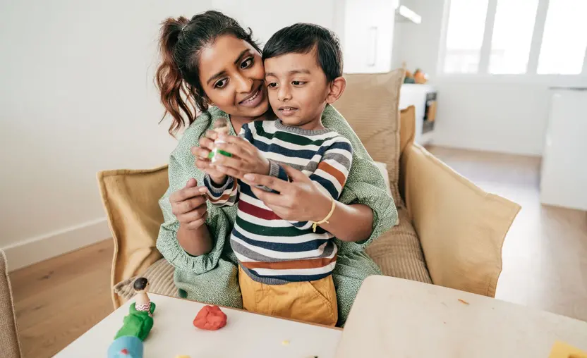 Mom and toddler spending time together