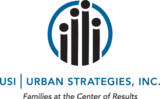 Urban Strategies, Inc. black and blue logo.