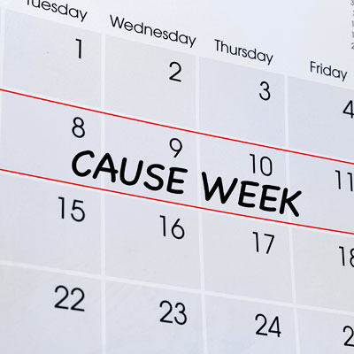 alt="This photo of a calendar designates one week as “cause week,” which is a popular fundraising event idea for advocacy organizations."