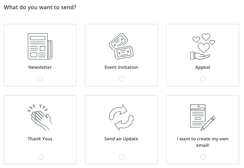 Some of Fundraising Engagement's communication templates available to use