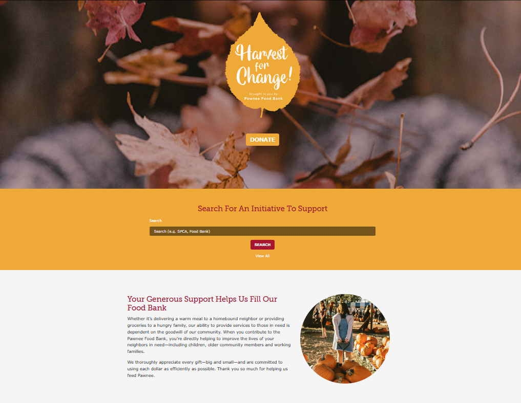 An example of a Giving Day customized home page.