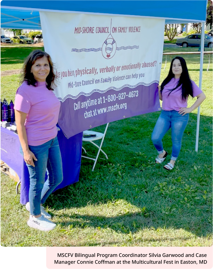 MSCFV Bilingual Program Coordinator Sivia Garwood and Case Manager Connie Coffman at the Multicultural Fest in Easton, MD