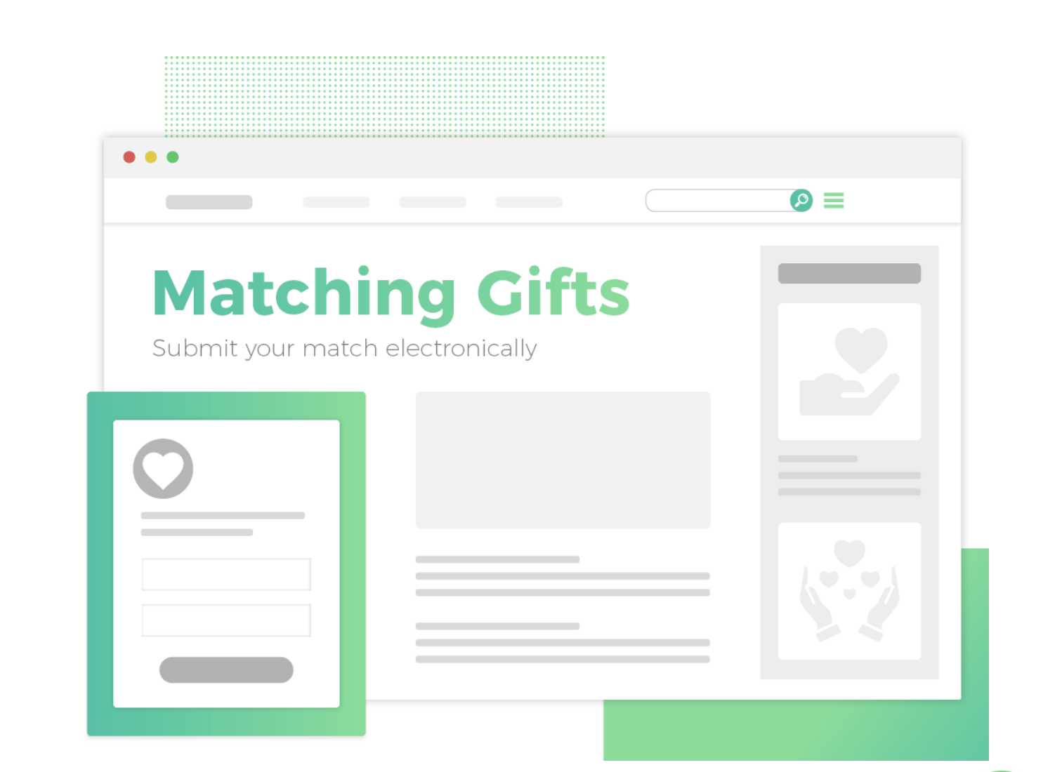 This graphic highlights Double the Donation’s matching gifts online fundraising tool, where donors can submit match requests online.