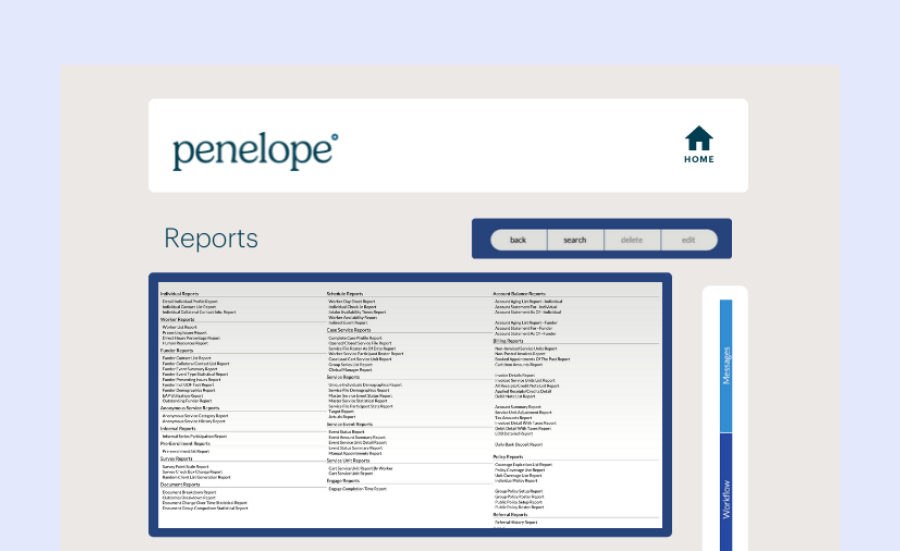 penelope case management product dashboard