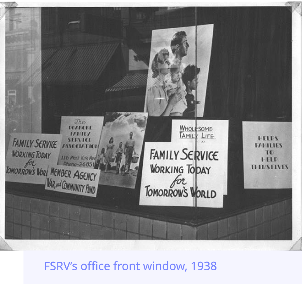 FSRV's office front window in 1938