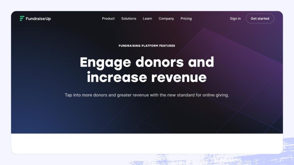 Screenshot of a Fundraise Up website.