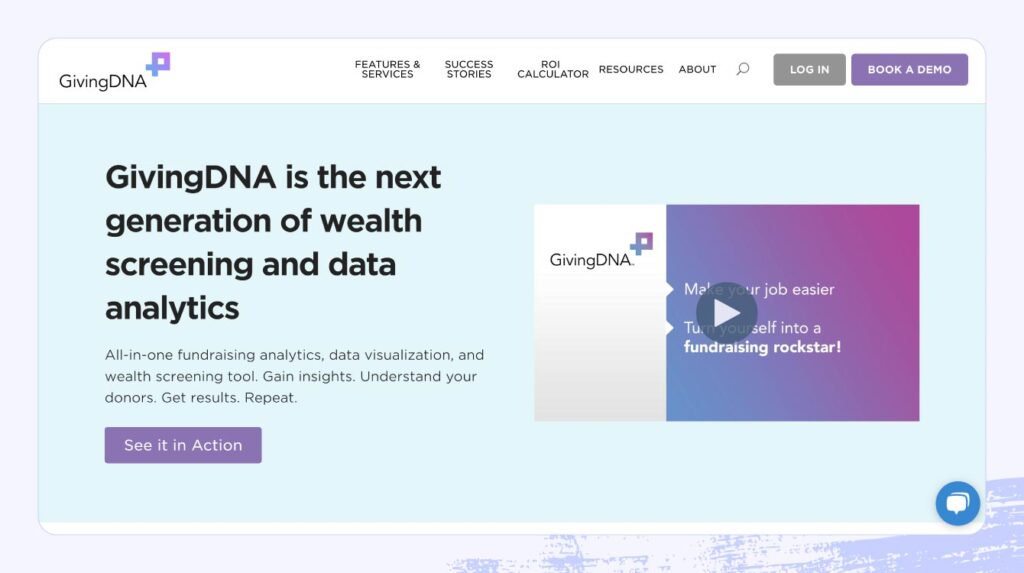 Screenshot of GivingDNA fundraising website.