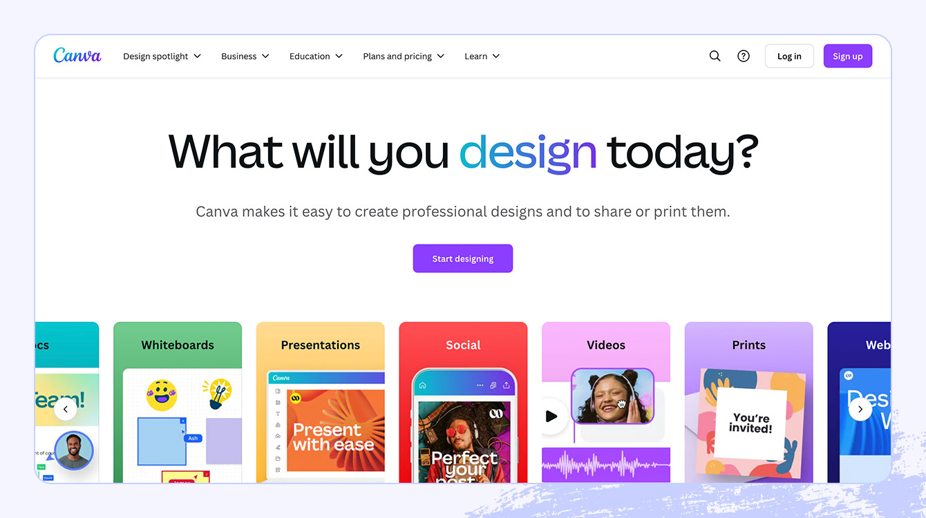 Screenshot of the Canva website. 