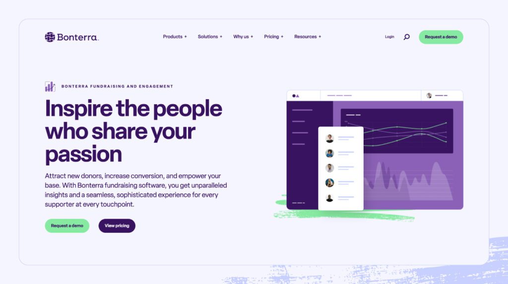 Screenshot of Bonterra Fundraising and Engagement product page 