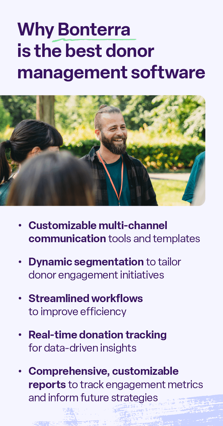 Five reasons Bonterra is the best donor management software.” width=
