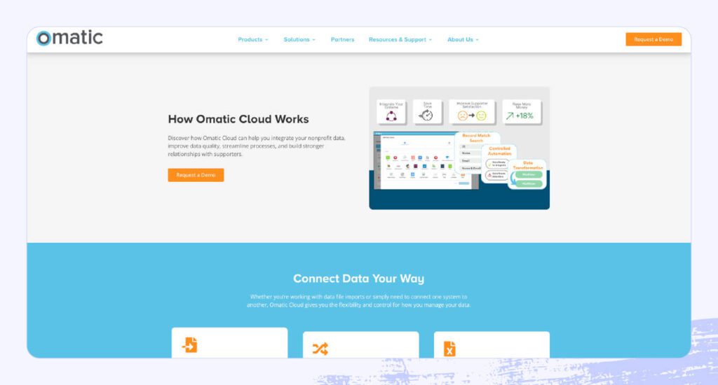 A screenshot of Omatic Cloud’s donor management software.