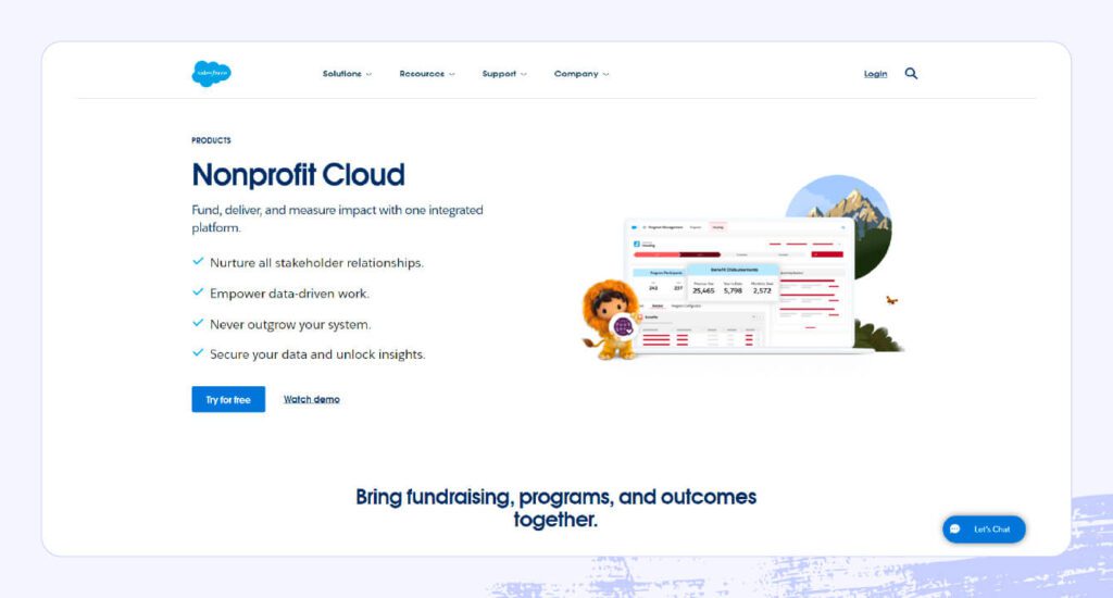 A screenshot of Salesforce’s donor management software.