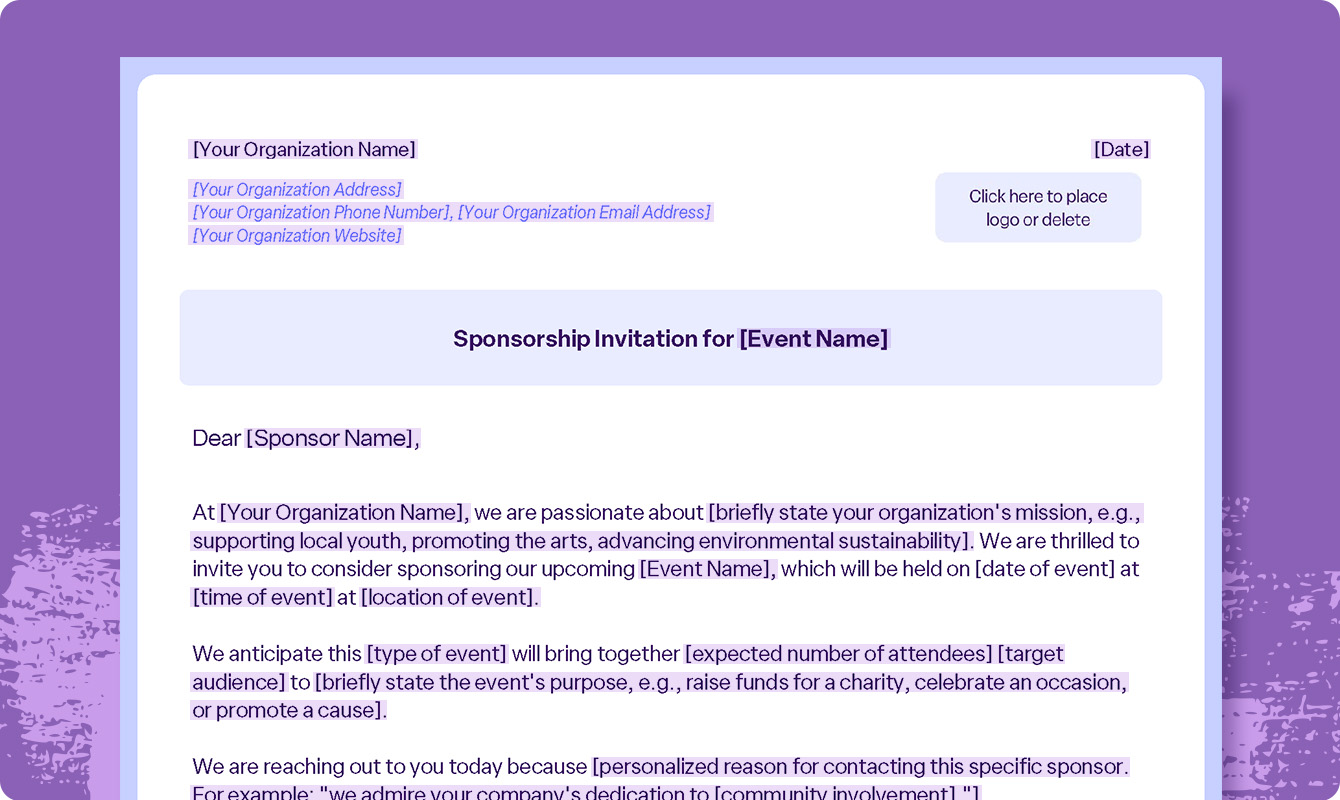 Click to download template for sponsorship request letter for event.