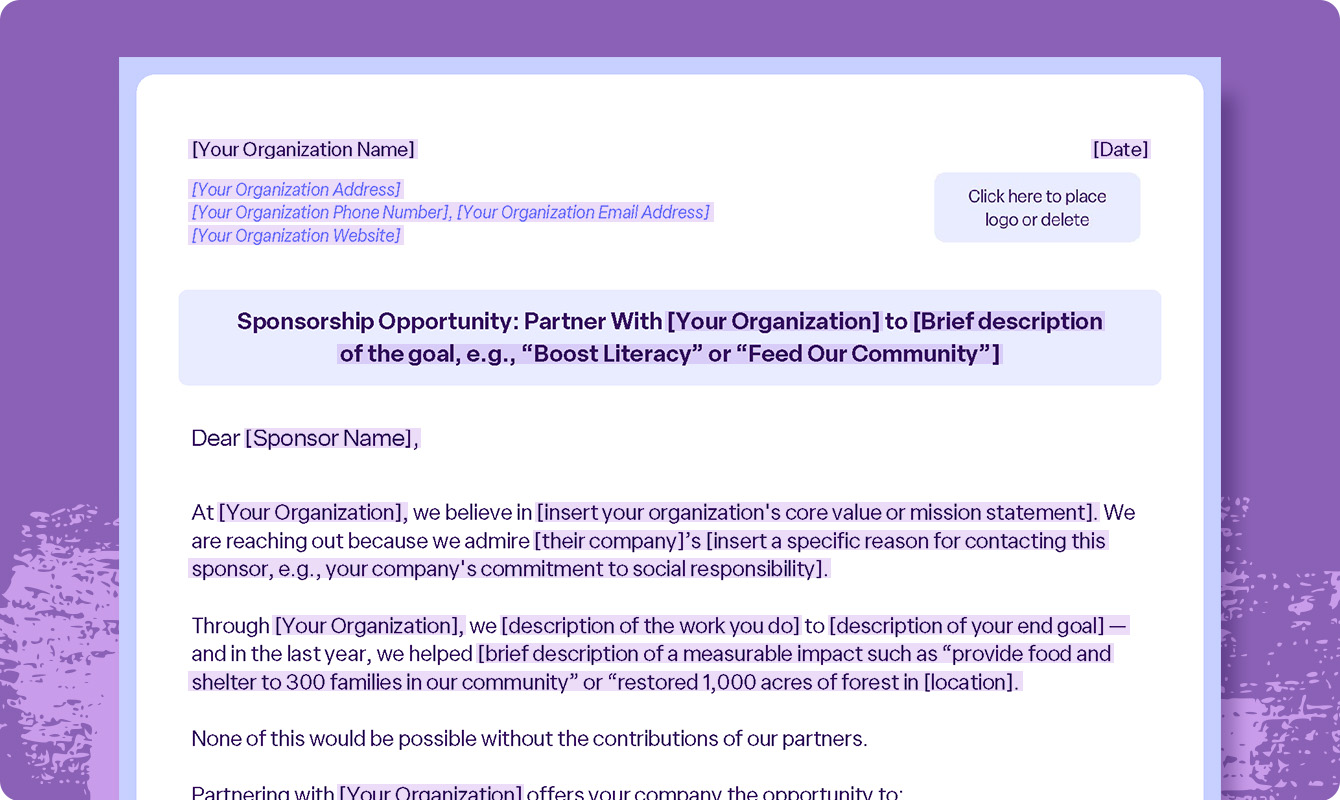 Click to download template for a general sponsorship letter.
