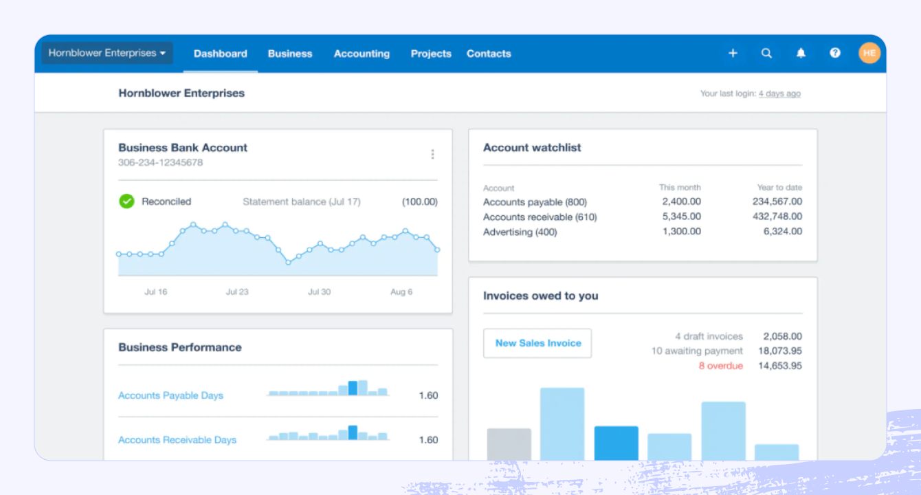 A screenshot of Xero software for nonprofits.